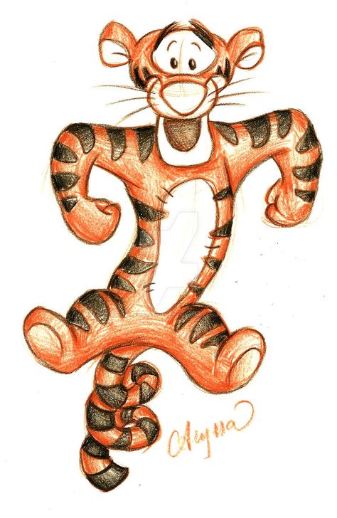 Day 5: Tigger! From the Many Adventures of Winnie the Pooh, 1977. Enjoy! Done with Prismacolors Tigger belongs to Disney! Disney Names, Disney Doodles, Disney Drawings Sketches, Disney Art Drawings, Disney Sketches, Pinturas Disney, Amazing Drawings, A Tiger, Disney Drawings