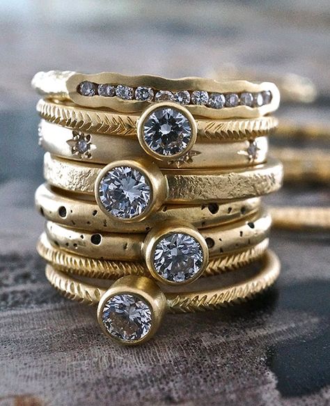 Sarah Swell Rebecca Overmann, Solitaire Rings, Gold Solitaire Ring, Wedding Rings Solitaire, 18k Gold Jewelry, Brighton Jewelry, Apartment Therapy, Solitaire Engagement, Vintage Engagement Rings