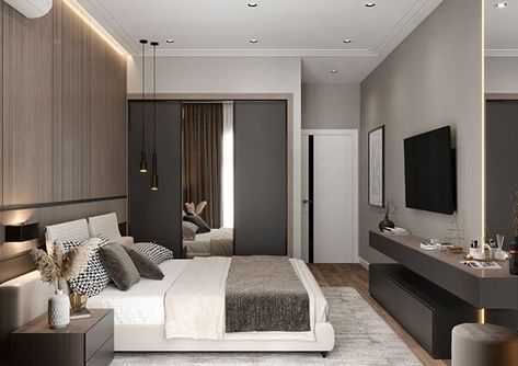 Small Modern Bedroom, Bedroom Behance, Bilik Idaman, Luxe Bedroom, Modern Bedroom Interior, Modern Luxury Bedroom, Wardrobe Design Bedroom, Bedroom Bed Design, Bedroom Wardrobe