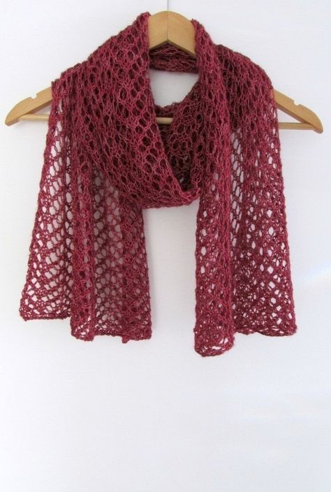 Simple Lace Knit Scarf Knit Scarf Free Pattern, Knitted Toys Free, Scarf Free Pattern, Easy Scarf Knitting Patterns, Lacy Scarf, Lace Knitting Stitches, Knitted Toys Free Patterns, Knitting Patterns Free Scarf, Beginner Knitting Patterns