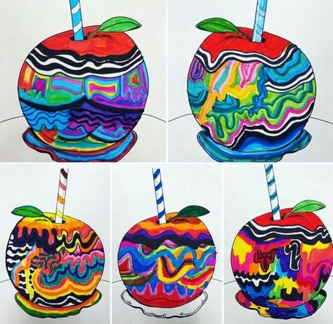 Apple Art Projects, Jen Stark, 7th Grade Art, Elementary School Art, Spring Art Projects, Fall Art Projects, 4th Grade Art, 5th Grade Art, Apple Art