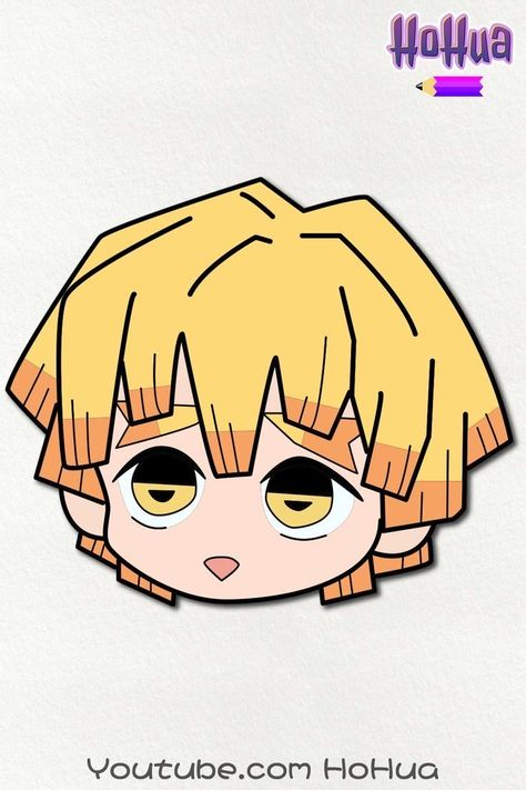 Zenitsu Drawing, Anime Lineart, Anime Head, Anime Crafts, Kawaii Chibi, Chibi Drawings, Drawing Easy, Anime Stickers, Cute Little Drawings