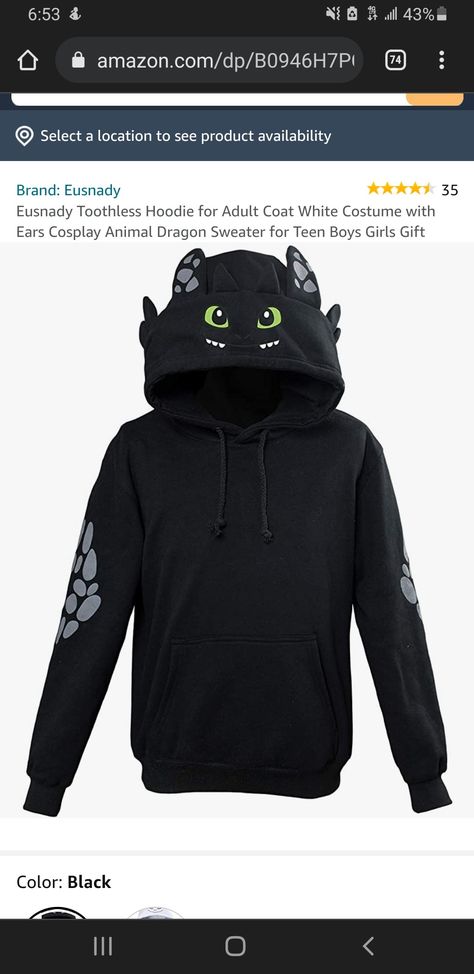 Toothless Hoodie, White Costumes, Dragon Rider, Toothless, How To Train Your Dragon, Httyd, Girl Gifts, Boy Or Girl, White And Black