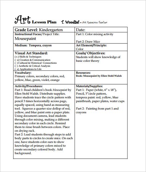 Art Lesson Plan Template - 3 Free Word, PDF Documents Download | Free & Premium Templates Art Lesson Plan Template, Elementary Lesson Plan Template, Teacher Lesson Plans Template, Language Arts Lesson Plans, Elementary Art Lesson Plans, Art Lesson Plan, Visual Art Lessons, Lesson Plan Format, Lesson Plan Examples