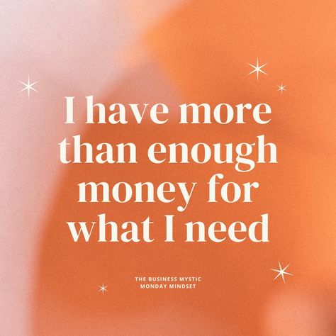 [Monday Mindset] I have more than enough money for what I need. 💵✨ This is my ABSOLUTE FAVORITE money affirmation of all time. I don't just want to make enough money, I want to have MORE than enough. I want to have more than enough money, so I can: 💫 Buy the things I want and need 💫 Support causes that are important to me 💫 Create amazing experiences with my family 💫 Fund long-term financial security 💫 Have fun Use this affirmation regularly, to shift the energy that you can get what you... I Can Afford Everything I Want, Monday Mindset, Financial Affirmations, Amazing Experiences, Money Affirmation, Money Bill, Want And Need, Enough Money, Financial Security