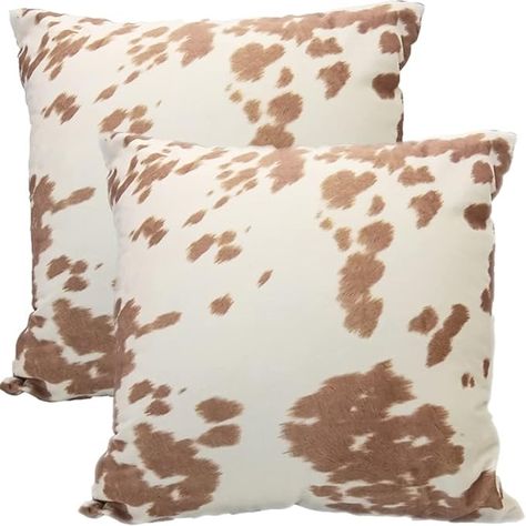 Amazon.com: Entua Farmhouse Decorative Soft Velvet Throw Pillow Covers Set of 2, Beige 18x18 Inch Animal Skin Cow Cowhide Printing Square Country Farm Style Western Decor Pillowcases for Bed Car : Home & Kitchen Western Throw Pillows Couch, Cow Print Pillows, Western House Decor, Country Couches, Cowhide Decor, Cowhide Print, Faux Cowhide, Cowhide Pillows, Bed Car