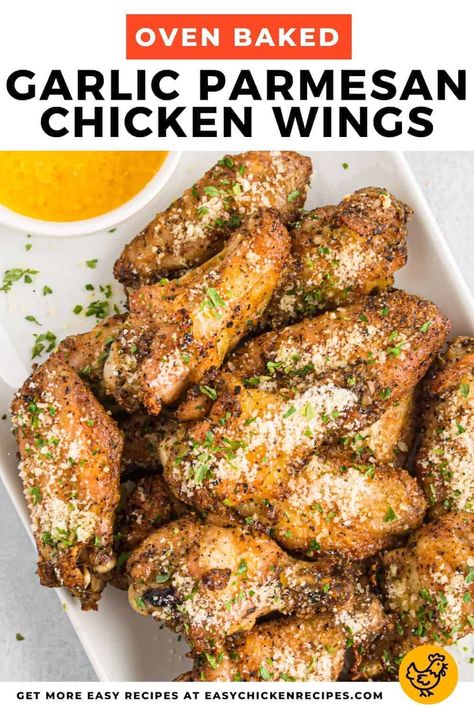 Dry Rub Garlic Parmesan Wings, Grilled Chicken Wing Recipes, Garlic Parmesan Dry Rub, Easy Garlic Parmesan Wings, Parmesan Wings Baked, Baked Garlic Parmesan Chicken Wings, Oven Baked Garlic, Chicken Wings Recipe Oven, Baked Wings Oven