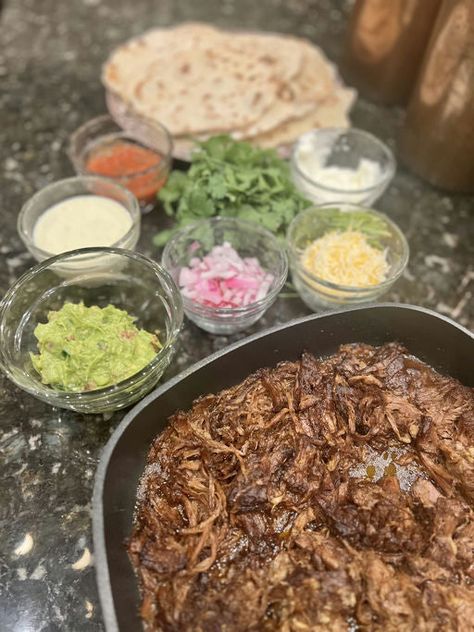 Viral Chuck Roast Tacos Butter Tortillas, Chuck Roast Tacos, Roast Tacos, Blade Roast, Taco Toppings, Stick Butter, Chuck Roast, Tacos Beef, Beef Dinner