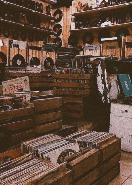 Vintage Record Shop, The Cerulean Sea, Vintage Record Store, Cerulean Sea, Old Records, Flowers Cute, Record Shop, Music Mood, Record Store