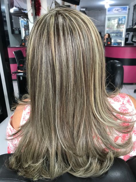 Skunk Hair, Dyed Blonde Hair, Brunette Hair With Highlights, Black Hair With Highlights, Hair Streaks, Dark Hair With Highlights, Dyed Hair Inspiration, Brown Hair With Blonde Highlights, Brown Hair Balayage