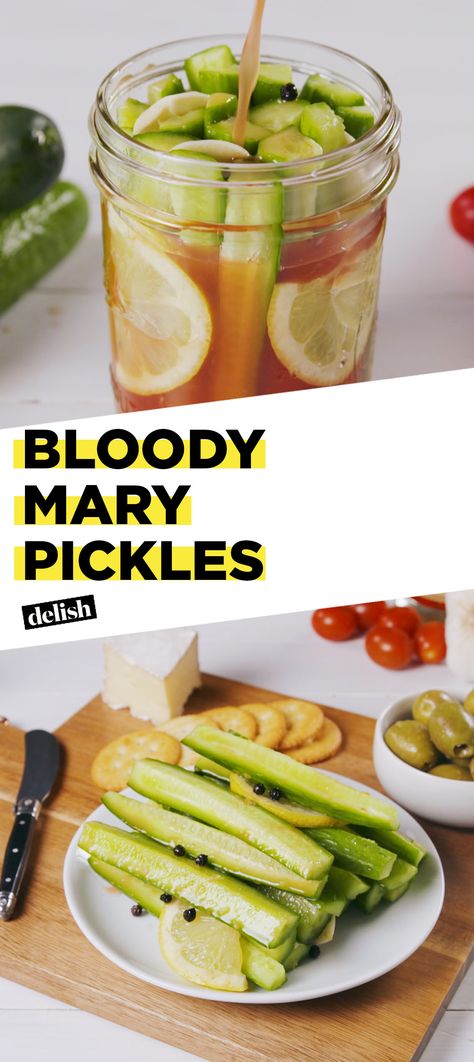 Bloody Mary Pickles will change brunch FOREVER. Get the recipe at Delish.com. #recipe #easy #easyrecipe #bloodymary #pickles #snack #vodka #alcohol #liquor #picklerecipe #tomatoes Cocktails Recipes, Pickled Veggies, Brunch Cocktails, Garden Recipes, Pickling Recipes, Fermented Foods, Canning Recipes, Recipe Using, Appetizer Snacks