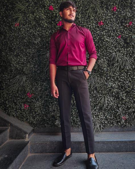 #maroonshirt Maroon Shirt Outfit Men, Akka Mahadevi, Maroon Shirt Outfit, Raj Kumar, Shirt Outfit Men, Maroon Shirts, Formal Mens Fashion, Fall Outfits Men, Men Fashion Casual Outfits