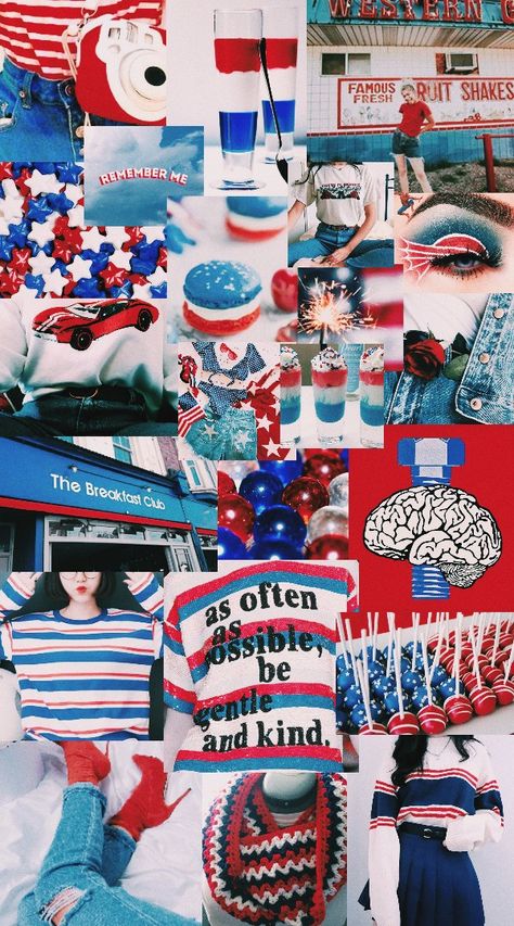 4th Of July Wallpaper, Blue And White Wallpaper, Happy Birthday America, Blue Wallpaper Iphone, Jimin Wallpaper, Photo Wall Collage, Aesthetic Collage, Laptop Wallpaper, Red Aesthetic