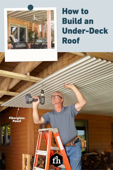 How to Build an Under-Deck Roof Under Deck Privacy, Under Deck Playhouse, Enclosing Under Deck Ideas, Under Deck Play Area, Hammock Under Deck, Under Deck Covering Ideas, Below Deck Down Under, Under Deck Dog Area, Under Deck Landscaping Ideas