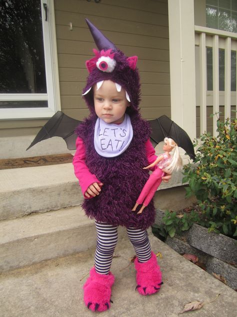 DIY Purple People Eater costume! Found an awesome purple fuzzy shirt at the thrift store and it snowballed into this. Had a lot of fun making it! One Eyed One Horn Flying Purple People Eater Costume, Flying Purple People Eater Costume, Toddler Monster Costume, Purple People Eater Costume, Diy Monster Costume, Cute Monster Costume, Monster Costume Diy, Purple People Eater, Monster Costume