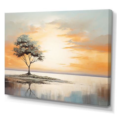 This beautiful "Minimal Coastal Sunset Skyline II" Canvas Art is printed using the highest quality fade resistant ink on canvas. Every one of our Coastal Wall art is printed on premium quality cotton canvas. Peisaj Abstract, Waterfall Scenery, Coastal Sunset, Glass Painting Patterns, Beautiful Abstract Art, Ocean Canvas, Canvas Painting Tutorials, Sunset Wall, Landscape Art Painting