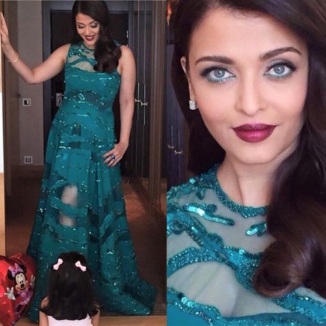 #AishwaryaRaiBachchan in Elie Saab will force you to do a double take.   #Jazbaa #JazbaaFirstLook #AishwaryaRai #Cannes2015 Makeup For Teal Dress, Teal Dress Makeup Ideas, Teal Dress Outfit, Celebrity Pics, Color Lipstick, Aqua Dress, Teal Dress, Aishwarya Rai, Dress Makeup