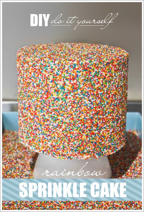 Easy and beautiful! #DIY #cake Rainbow Sprinkle Cakes, Easter Cake Recipes, Diy Sprinkles, 25th Birthday Cakes, Diy Desserts, Cake Blog, Diy Rainbow, Sprinkle Cake, Cool Birthday Cakes