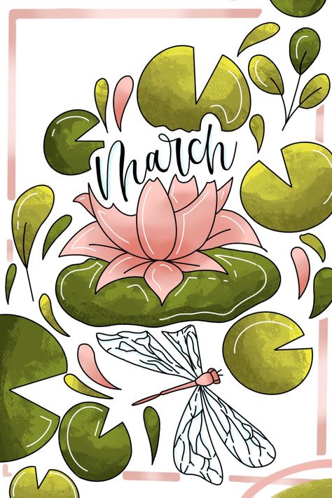 March Journal Cover Page, March Bujo Cover Page, March Journal Page, March Title Page, March Bulletin Journal Ideas, Boulet Journal March, Bullet Journal Ideas Portada, March Journal Cover, March Drawing Ideas