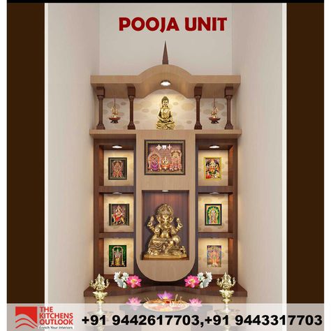 Small Tample Degin, God Room Designs Small, Small Pooja Unit On Wall, South Indian Pooja Room Design, Mandir Ideas For Small Space, God Mandir, Small Pooja Unit, Pooja Cupboard, Puja Unit Design