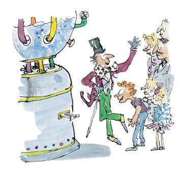 Charlie and the Chocolate Factory.....illustrated by Quentin Blake. Charlie And The Chocolate Factory Crafts, Quentin Blake Illustrations, Group Quotes, Violet Beauregarde, Wonka Chocolate Factory, Wonka Chocolate, Graphic Design Is My Passion, Quentin Blake, Stamp Catalogue