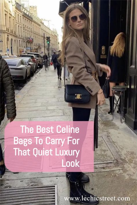 The Best Celine Bags To Carry For That Quiet Luxury Look. Looking for the best designer bags from the bags designer celine. They have the bags aesthetic of a classic handbag. Celine bags aesthetic is a classic handbag that should be every womens handbag collection and closet. Celine has that quiet luxury and old money style that everyone wants to achieve. #celine #oldmoneystyle #quietluxury #handbagdesigner #bagsaesthetic #designer #designerbags Celine Crossbody Bag Outfit, Sac Evelyne Hermes, Celine Handbag Outfit, Best Celine Bags, Celine Folco Bag Outfit, Top Handle Designer Bags, Celine Triumph Bag, Old Celine Bag, Celine Bag Aesthetic