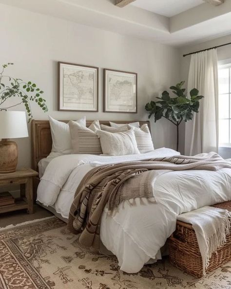 Earthy Bedroom Decor, Cozy Earthy Bedroom, Dark Wood Bedroom Furniture, Brown Bedroom Decor, Barn House Interior, Feature Wall Bedroom, Neutral Bedroom Decor, Earthy Bedroom, Makeover Bedroom