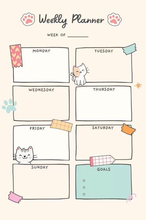 Weekly planner aestheticplanner 617 kidsdailyplanner #plannerpagesprintablefree #studentplannerprintable💐 Study Planner Printable Free, Araling Panlipunan, خريطة ذهنية, Aesthetic Planner, Weekly Planner Free Printable, Study Planner Printable, Weekly Planner Free, Monthly Planner Template, Week Planner