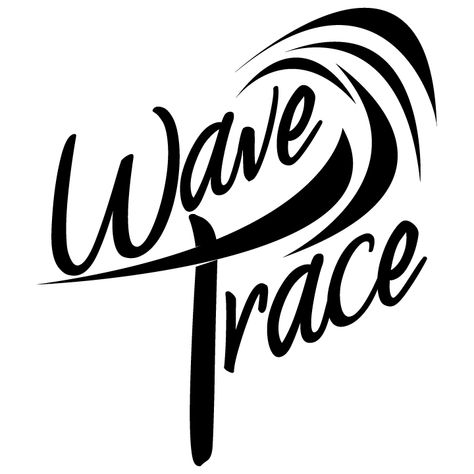 wordmark logo with a vector wave merged as the top of the "T" in WaveTrace Wordmark Logo, People Logo, Logo With A, Word Mark Logo, Playlist Covers, Title Card, Cool Logo, Music Playlist, The Top