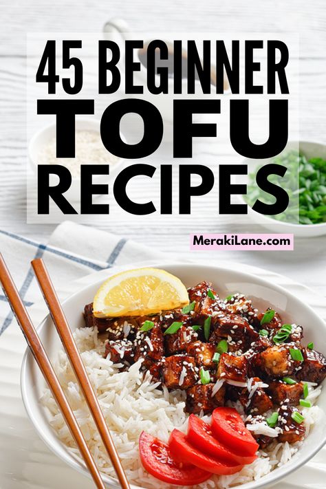 45 Easy and Filling Tofu Recipes | Whether you're vegan, vegetarian, or just need some more plant-based protein options to add to your weekly menu rotation, these healthy tofu recipes for beginners and beyond are for you! From silken to extra firm, there are tons of recipes here for whatever kind of tofu you have on hand. From fried, to baked, to grilled, to air fryer goodness, many of these recipes are naturally low carb and low calorie, with tons of simple and spicy options to choose from! Tofu Recipes For Beginners, Healthy Tofu Recipes, Tofu Meals, Firm Tofu Recipes, Tofu Dinner Recipes, Tofu Recipes Healthy, Protein Options, Tofu Recipes Easy, Recipes Veg