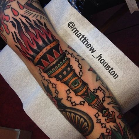 American Traditional Torch Tattoo, Traditional Torch Tattoo, Traditional Tattoo Torch, Traditional Tattoo Sleeve Filler, Torch Tattoo, Gentleman Tattoo, Liberty Torch, Traditional Tattoo Reference, Traditonal Tattoo