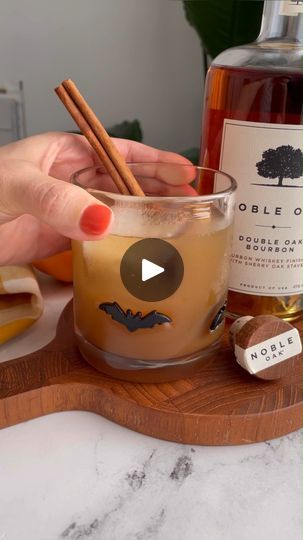 383K views · 187 reactions | Pumpkin Smash Cocktail - and it’s just in time for Halloween! There’s just something about fall that has me craving Bourbon and I really love how this cocktail turned out!

Here’s the recipe:
For the Pumpkin syrup:
¼ cup maple syrup or honey
¼ cup water
¼ cup pumpkin puree
½ teaspoon pumpkin pie spice
½ teaspoon vanilla extract
Pinch of sea salt
For the cocktail:
1 ½ oz of the pumpkin syrup
3 oz of apple cider
2 oz of Noble oak Bourbon
Dash of orange bitters | Food With Feeling | Food With Feeling · Original audio Honey Cocktail, Pumpkin Smash, Bitters Recipe, Pumpkin Syrup, Orange Bitters, Fall Cocktails Recipes, Cocktails Recipes, Bourbon Cocktails, Fall Cocktails