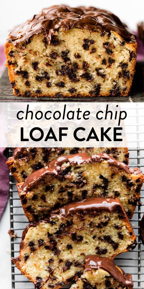 Chocolate Chip Loaf Cake, Chocolate Chip Loaf, Mini Loaf Cakes, Chocolate Chip Pound Cake, Loaf Cake Recipes, Chocolate Chip Cake, Loaf Recipes, Bread Recipes Sweet, Loaf Cake