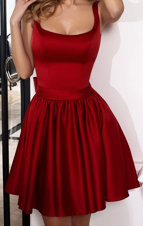 Red Satin Dress Short, Red Graduation Dress, Simple Prom Dress Short, Red Hoco Dress, Flowy Dress Short, Grad Dresses Short, Simple Homecoming Dresses, Short Red Prom Dresses, Dark Red Dresses