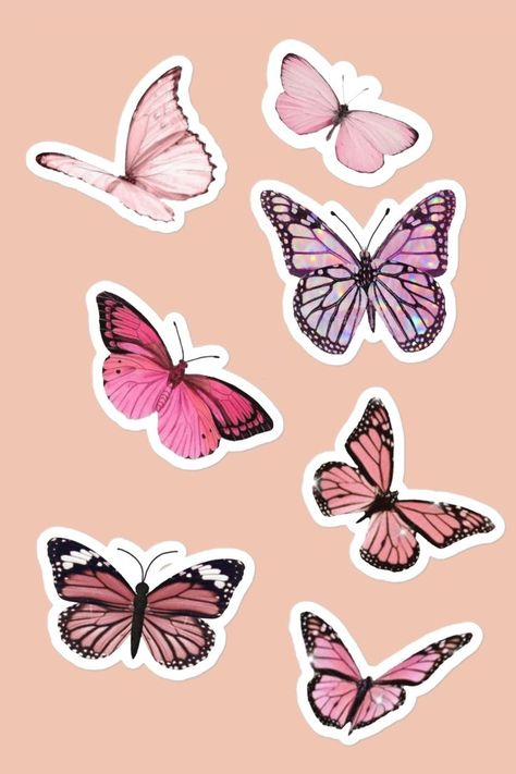 Hey guys! I run a small store on Redbubble called KyuubiArts. I sell affordable stickers. I would really love it if you could check it out sometime. Please support my small business. Aesthetic Pink Butterfly, Pink Butterfly Sticker, Sampul Binder, Pink Scrapbook Paper, Phone Cover Stickers, Boarders Designs For Projects, Kertas Vintage, Pink Scrapbook, Printable Sticker Sheets