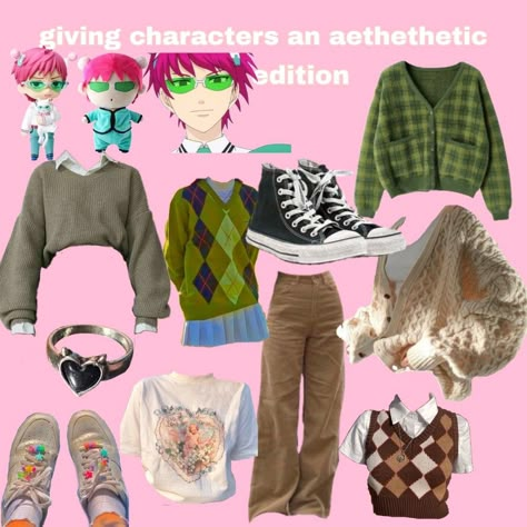 Saiki K Casual Clothes, Comicon Outfit Casual, Saiki Kusuo Outfit Ideas, Saiki Inspired Outfits, Saiki K Outfit Ideas, Aroace Outfit Ideas, Saiki K Inspired Outfits, Saiki Kusuo Outfit, Outfits Inspired By Anime Characters