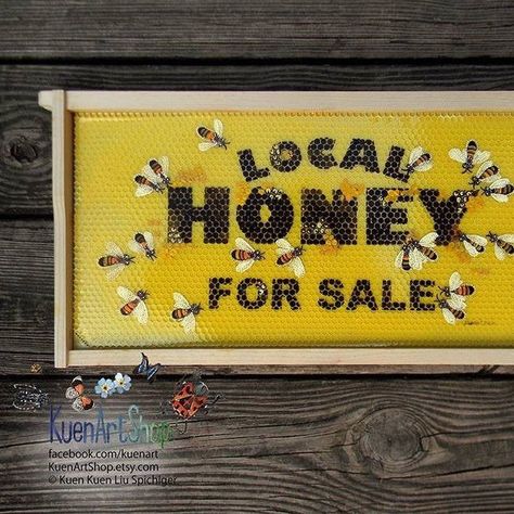 Honey Bee Wall Art, Beehive Decor, Bee Frame, Honey Label Design, Honey For Sale, Bee Shop, Bee Wall Art, Bee Sign, Honey Packaging