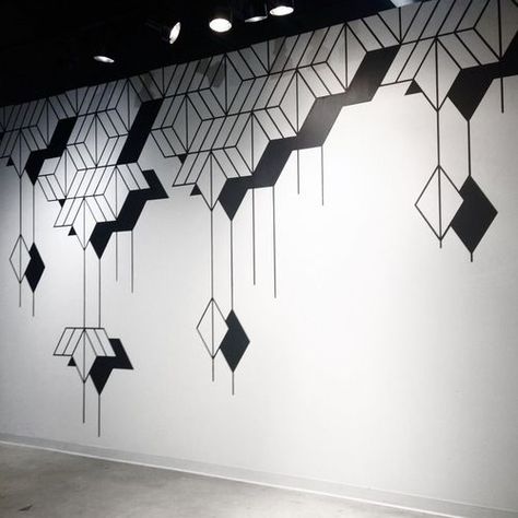 Simple Wall Paintings, Reka Bentuk Dalaman, Tape Wall Art, Wall Drawings, Modern Mural, Geometric Artwork, Diy Wall Painting, Room Wall Painting, Bedroom Wall Designs