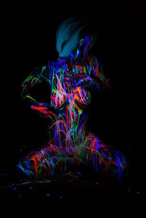 Neon Ghost, Uv Photography, Neon Photoshoot, Boudiour Poses, Neon Paint, Neon Photography, Bouidor Photography, Abstract Art Images, Nightclub Design