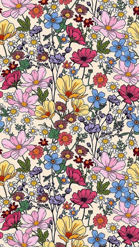 Colorful Floral Wallpaper Iphone, Flower Background Colorful, Flower Wallpaper Colorful, Paisley Wallpaper Iphone, Wallpaper Colorful Aesthetic, Summer Floral Wallpaper, Floral Phone Wallpaper, Flower Lockscreen, Wildflower Wallpaper