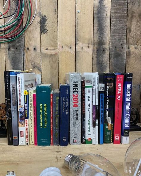 ELECTRICIAN U ⚡️ CREW on Instagram: "Hey y’all! What book do you guys recommend for me to add to my library? Looking for something new. Let me know! #books #library #NEC #wiring #bulbs #reading #Electricianshit #electricianstuff #electrician #electricians #electricianlife #electricianslife #sparkylife #sparky" Electrician Aesthetic, Vision Board Pics, Books Library, Electric Circuit, My Library, What Book, Let Me Know, Something New, Persona