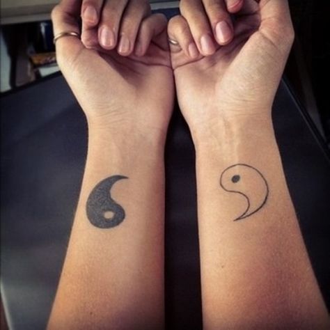 24 Yin Yang Tattoo on Wrist Girly Hand Tattoos, Couple Tattoos Unique Meaningful, Tattoos For Couples, Best Couple Tattoos, Couple Tattoos Unique, Hand Tattoos For Girls, Yin Yang Tattoos, Sibling Tattoos, Couple Tattoo