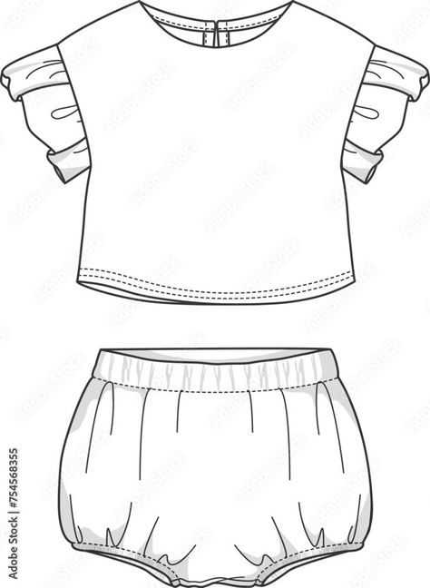 Baby Clothing Design, Infant Apparel Vector Technical Drawings, Newborn Clothing Flat Sketch, Baby Garments, Kids Fashion Design Stock Vector | Adobe Stock Clothing Templates, Kids Swimsuit, Kids Dress Boys, Newborn Clothing, Technical Drawings, Flat Sketches, Flats Outfit, Baby Garments, Skirts For Kids