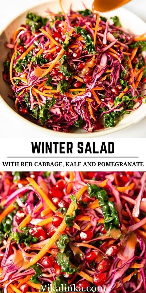 Perfect Salad Recipe, Seasonal Veggies, Red Cabbage Recipes, Winter Salad Recipes, Cabbage Salad Recipes, Seasonal Vegetables, Kale Recipes, Slaw Recipes, Best Salad Recipes