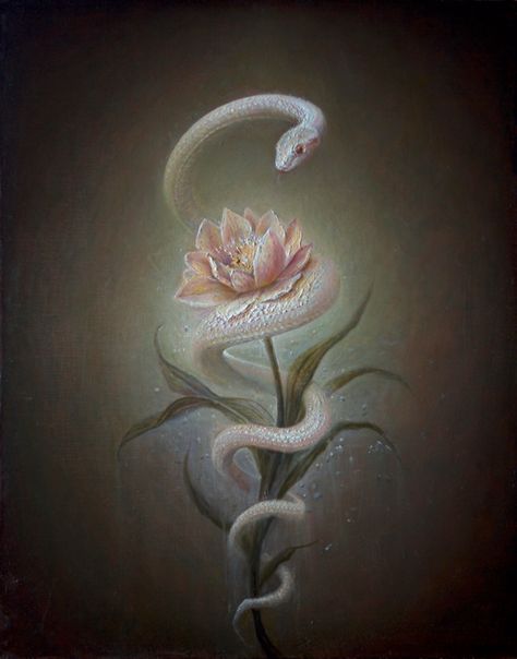 Luke Hillestad + Richard Ahnert solo exhibitions @ Copro Gallery Snake Painting, Snake Art, A Snake, Ethereal Art, Spiritual Art, Spirit Animal, Fantasy Creatures, Dark Art, Feng Shui