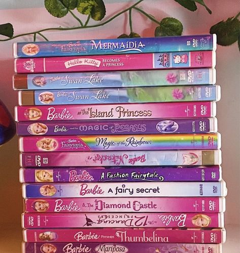 Dvds Aesthetic, Barbie Dvd, Quiet Kid, Barbie Swan Lake, Princess Charm School, Princess And The Pauper, Kidcore Aesthetic, Old Cd, Bat Man