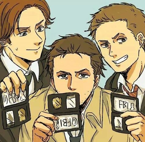 Supernatural: Dean, Sam Winchester, Castiel. Who cannot love this drawing? It's great!! Supernatural Drawings, Supernatural Series, Supernatural Castiel, Funny Supernatural, Supernatural Fan Art, Supernatural Wallpaper, Supernatural Art, Dean And Castiel, Supernatural Destiel