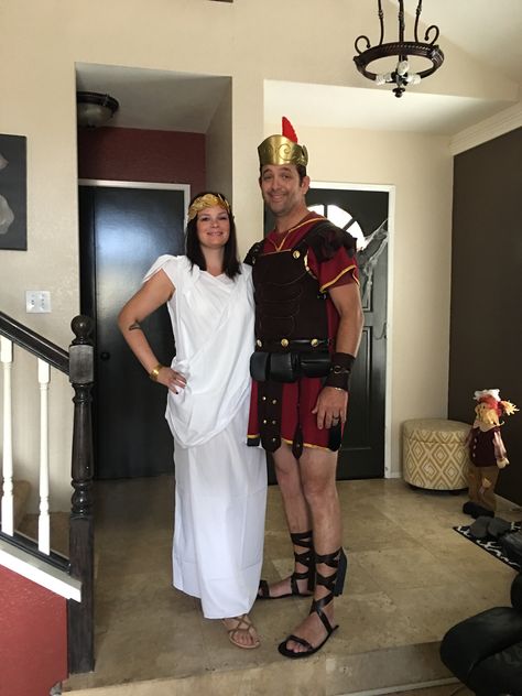 Halloween couple costumes. Gladiator/ Greek goddess Gladiator Halloween Costume, Gladiator Halloween, Halloween Costumes Couple, Halloween Couple Costumes, Gladiator Costumes, Halloween Couple, Couple Costumes, Festive Crafts, Family Halloween Costumes