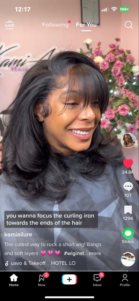 Bangs Relaxed Hair, Short Hair With Face Framing Layers Side Part, Bangs With Curls Black Women, Bang With Layers Black Women, Layers Black Women, Side Part And Bangs, Future Hairstyles, Side Bangs Hairstyles, Natural Hair Wigs