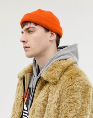 ASOS DESIGN mini fisherman beanie in orange Smart Casual Suit, Orange Beanie, Fisherman Beanie, Mens Fashion Illustration, Mens Fashion Sweaters, Preppy Mens Fashion, Mens Fashion Wedding, Mens Fashion Business Casual, Mens Fashion Casual Winter